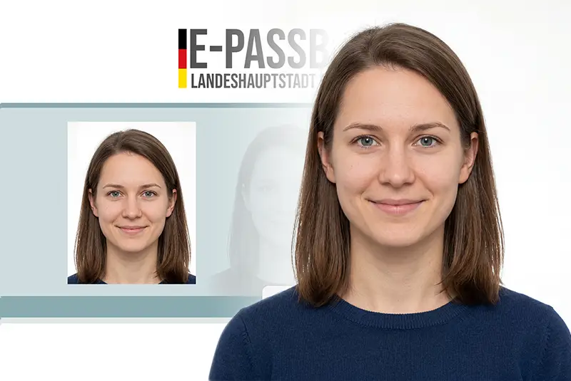Passbildaufnahme im Fotostudio in München-Pasing