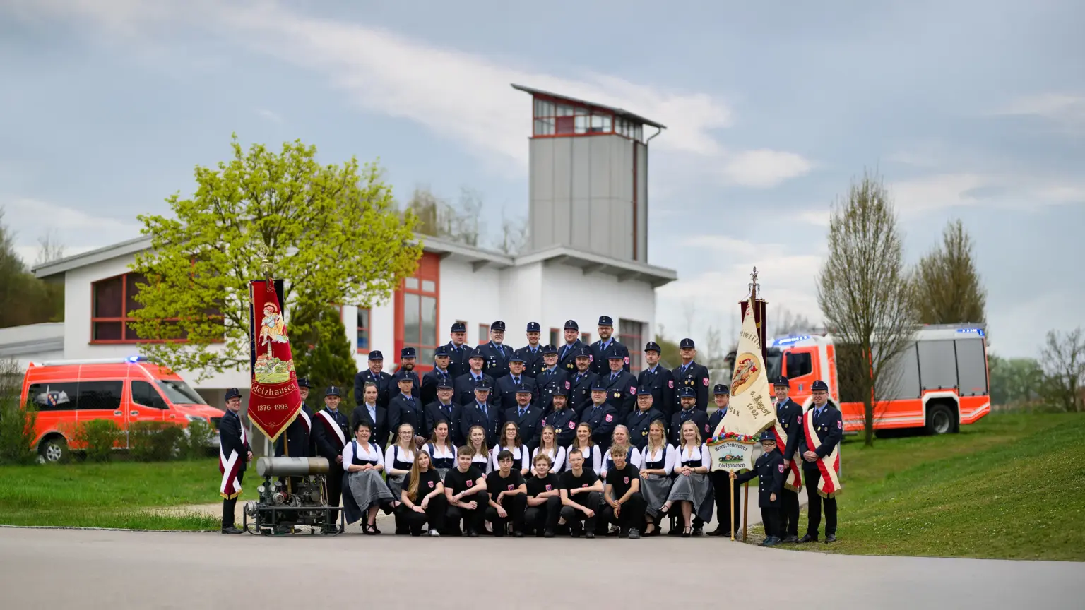 Gruppenbild der Freiwilligen Feuerwehr Odelzhausen zum 150-jährigen Jubiläum